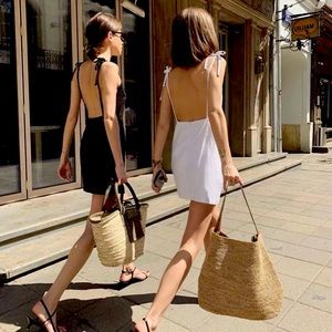 REF Linen Flora Dress, Black